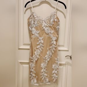 Windsor Strapless Beige and White Lace Dress NWT